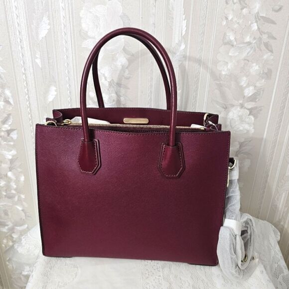 Michael Kors Large Mercer Satchel Crossbody Leather Bag NWT - Picture 2 of 9